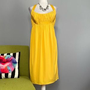 Laundry by Shelli Segal Yellow Ruched Halter Cocktail Dress 10